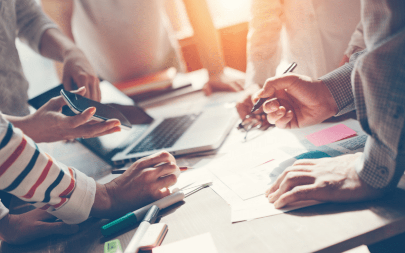 A team in a digital marketing consultation